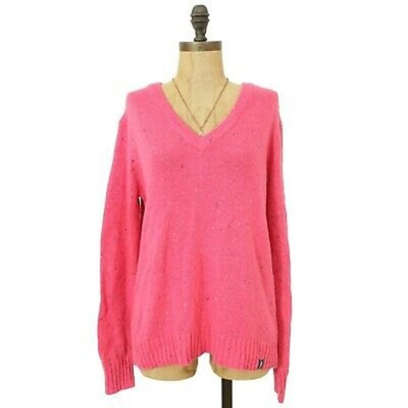 Court & Rowe Nep Flecked Sweater Top Size S Ribbed Knit Vivid Pink NEW Tag B43 - Picture 3 of 6